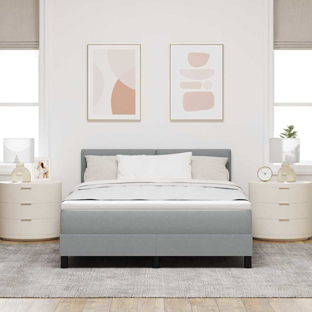 Lit à ressorts avec bandes LED Gris clair 140 x 190 cm tissu - XIOS