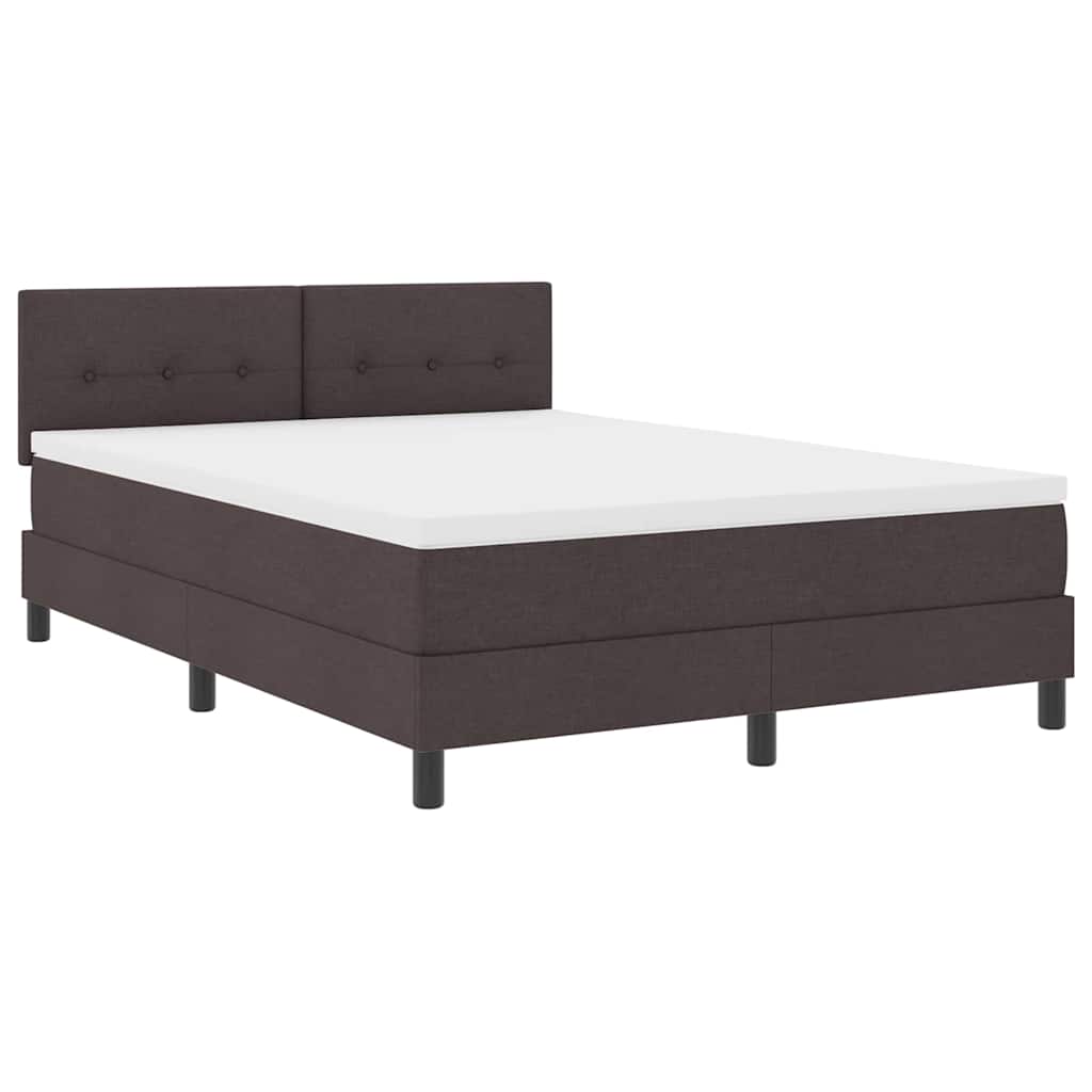 Lit à ressorts avec bandes LED Marron foncé 140 x 200 cm tissu - XIOS
