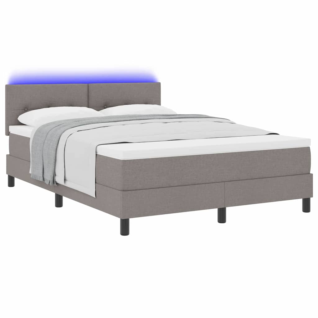 Lit à ressorts avec matelas avec LED Taupe 160 x 200 cm tissu - XIOS