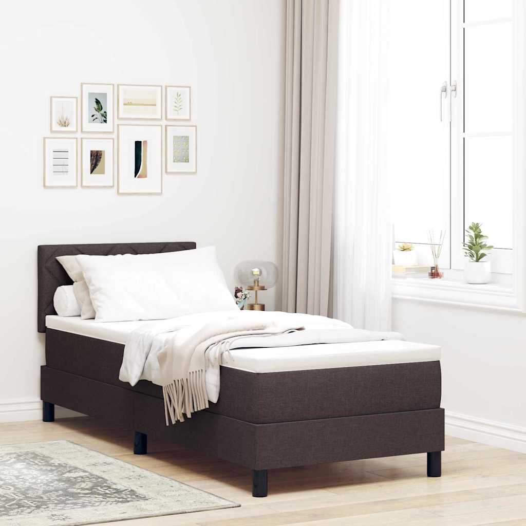 Lit à ressorts avec bandes LED Marron foncé 80 x 200 cm tissu - XIOS