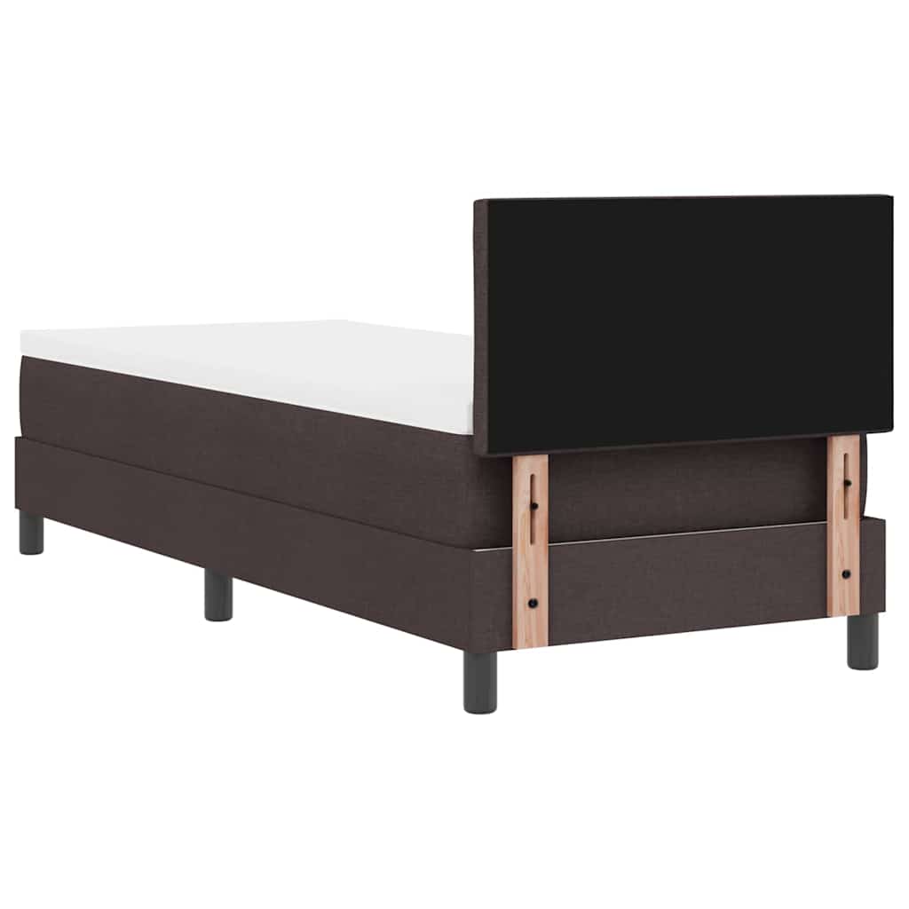 Lit à ressorts avec bandes LED Marron foncé 80 x 200 cm tissu - XIOS
