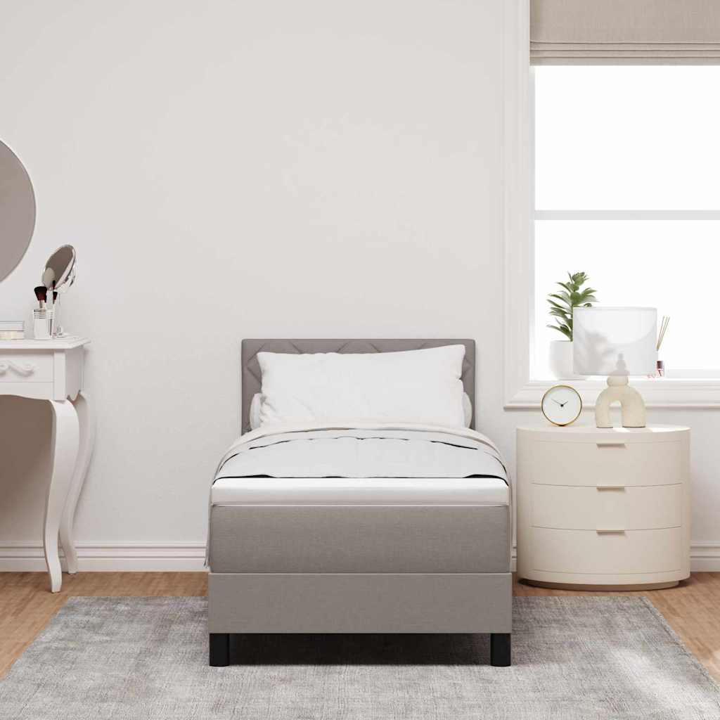 Lit à ressorts avec bandes LED Taupe 80 x 200 cm tissu