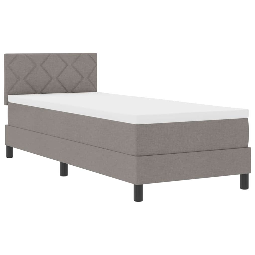 Lit à ressorts avec bandes LED Taupe 80 x 200 cm tissu