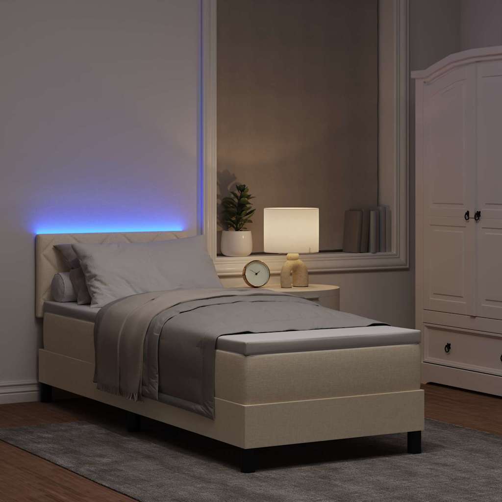 Lit à ressorts avec bandes LED Crème 80 x 200 cm tissu - XIOS