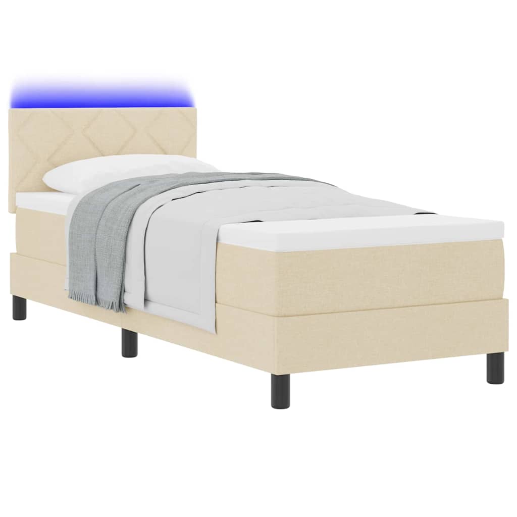 Lit à ressorts avec bandes LED Crème 80 x 200 cm tissu - XIOS