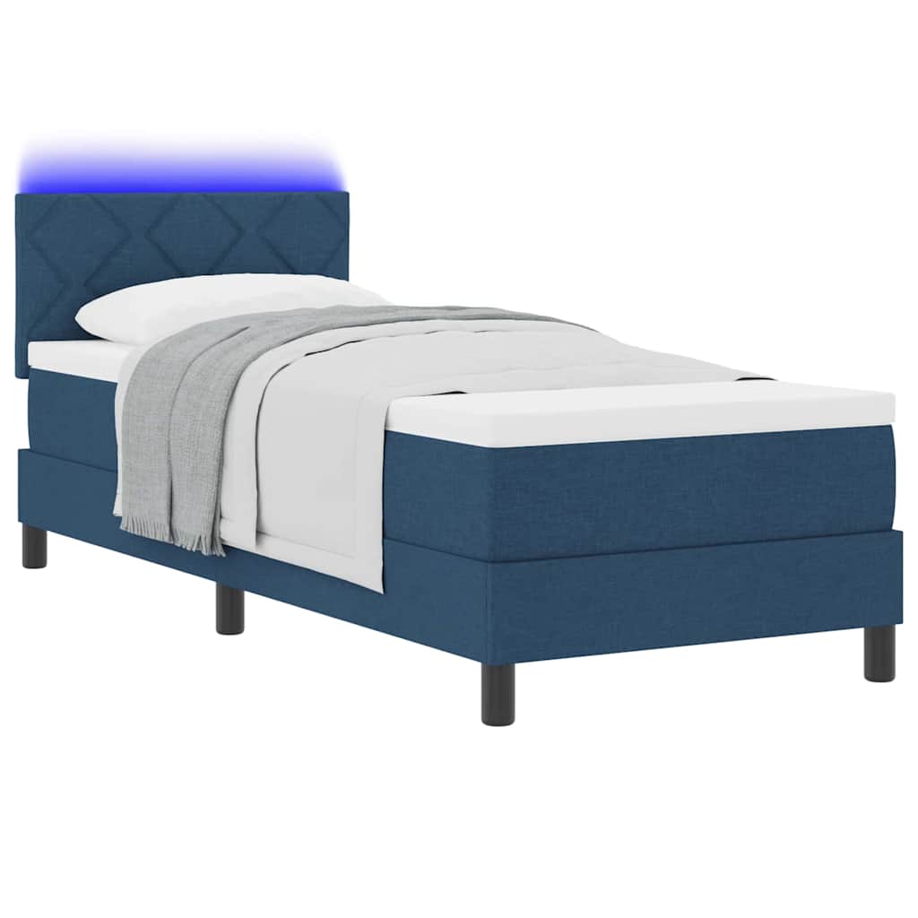 Lit à ressorts avec bandes LED Bleu 80 x 200 cm tissu - XIOS