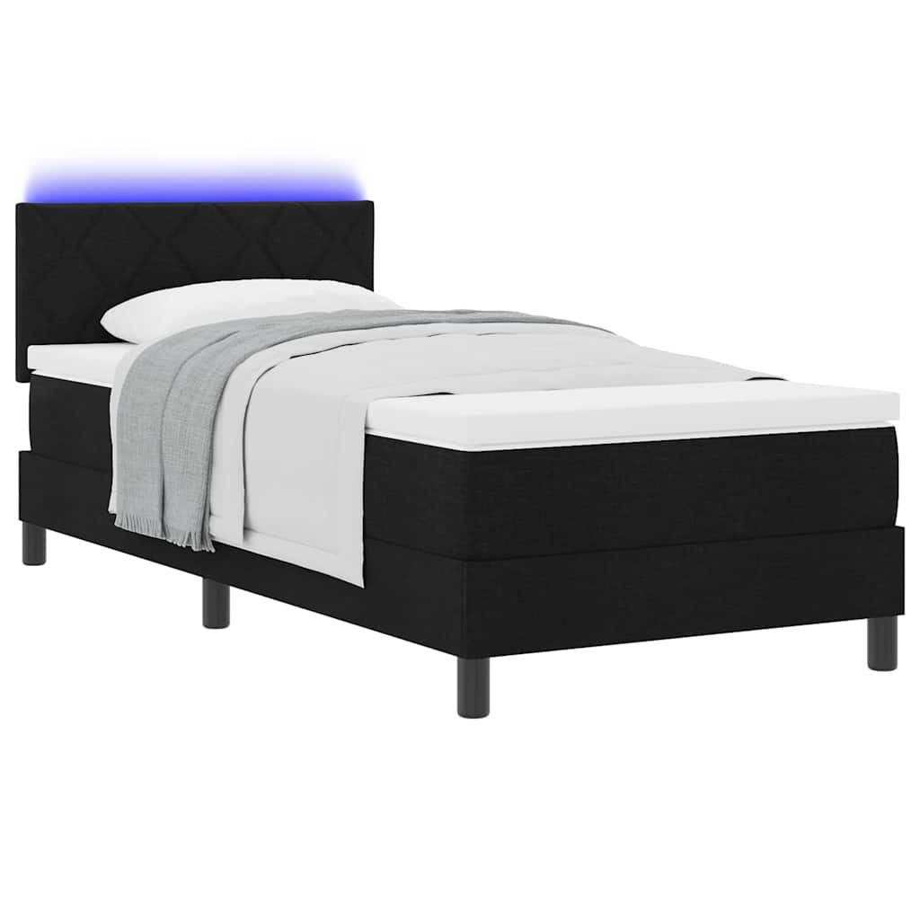 Lit à ressorts avec coussin Noir 90 x 200 cm tissu - XIOS
