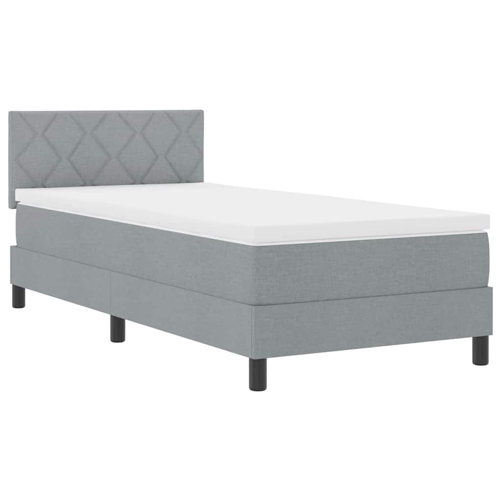 Lit à ressorts avec bandes LED Gris clair 100 x 200 cm tissu