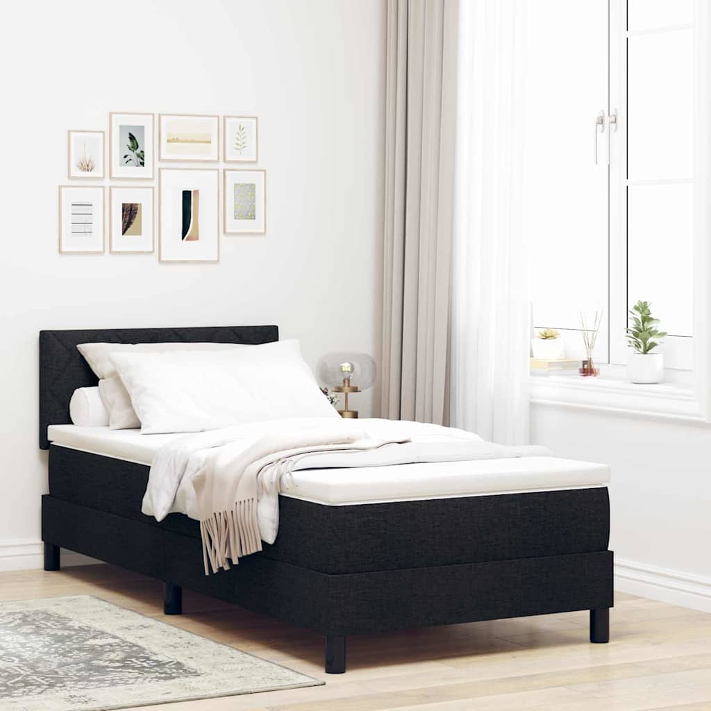 Lit à ressorts avec coussin Noir 100 x 200 cm tissu - XIOS