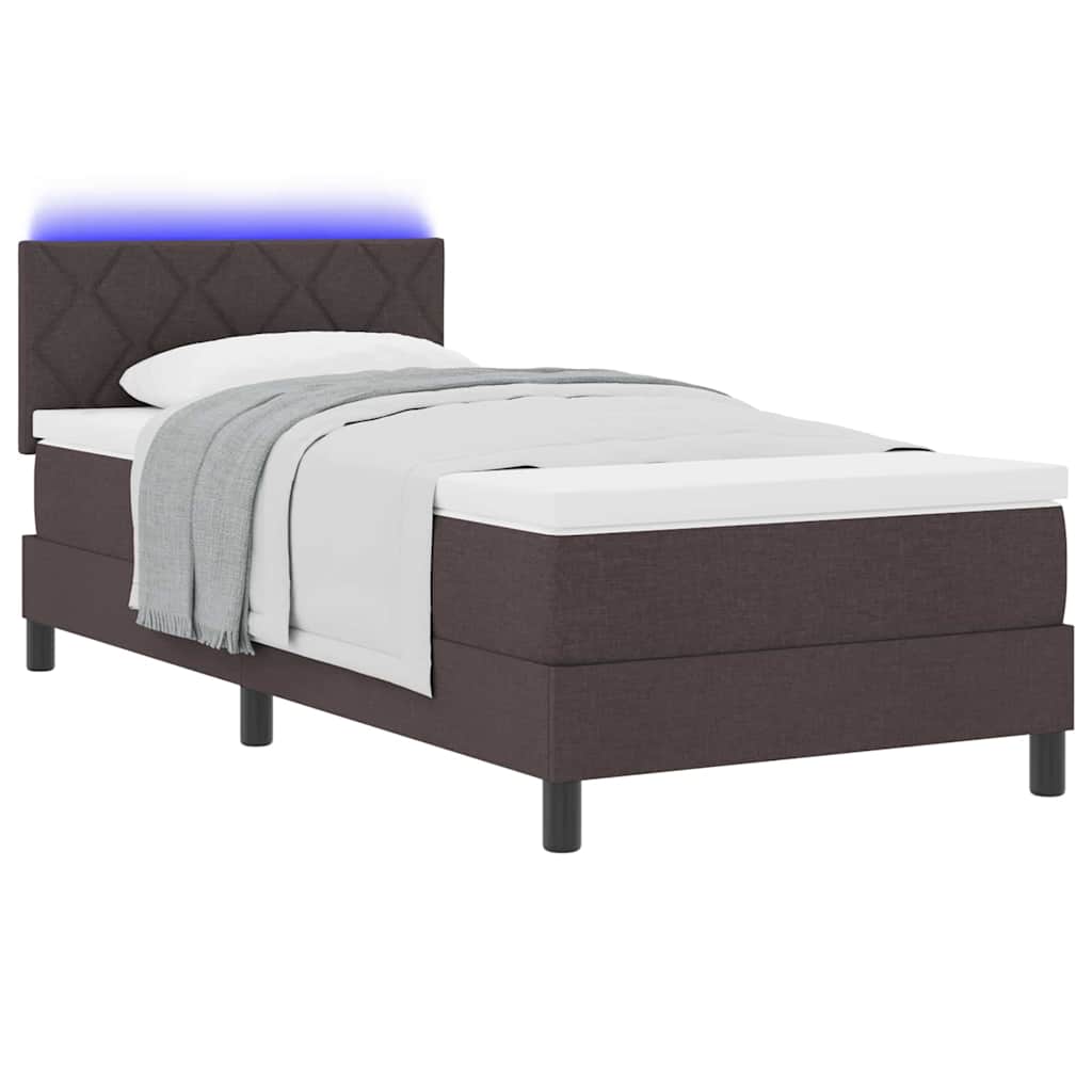 Lit à ressorts avec matelas Marron foncé 100 x 200 cm tissu - XIOS