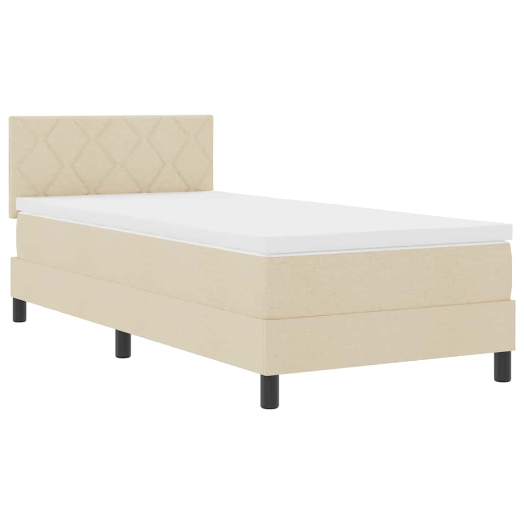 Lit à ressorts avec coussin Crème 100 x 200 cm tissu