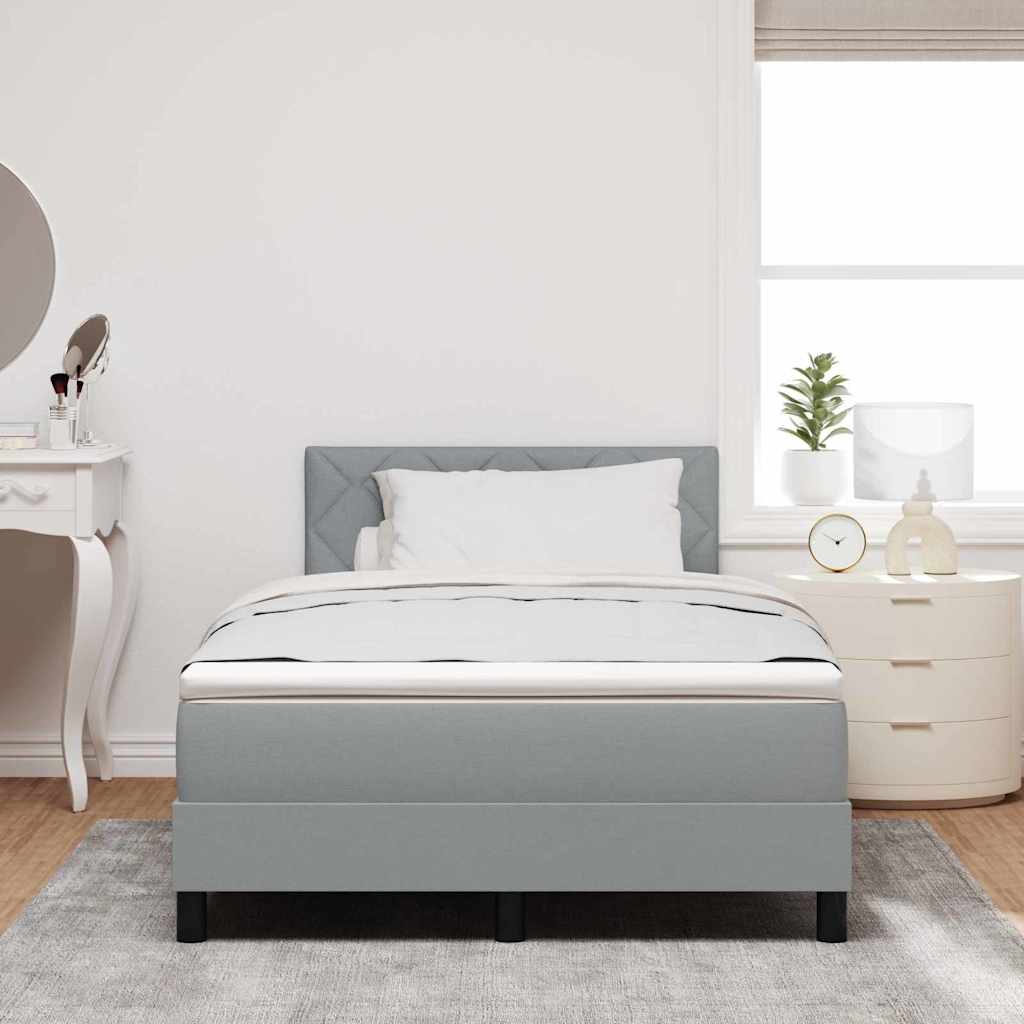 Lit à ressorts avec bandes LED Gris clair 120 x 200 cm tissu