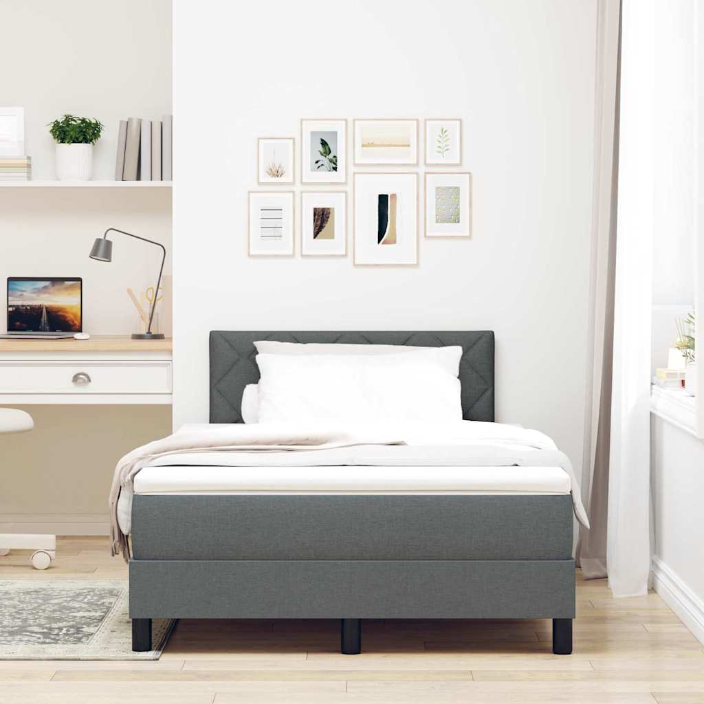 Lit à ressorts avec bandes LED Gris foncé 120 x 200 cm tissu - XIOS
