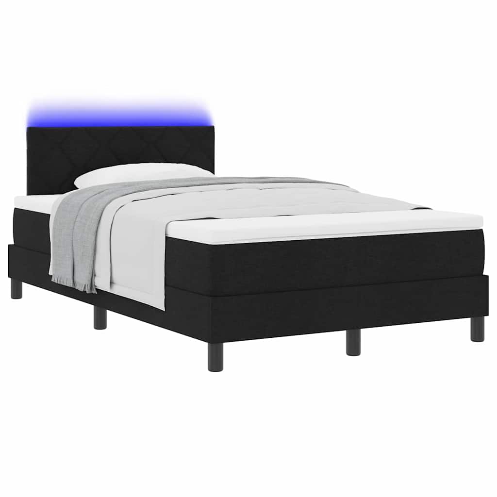 Lit à ressorts avec bandes LED Noir 120 x 200 cm tissu - XIOS