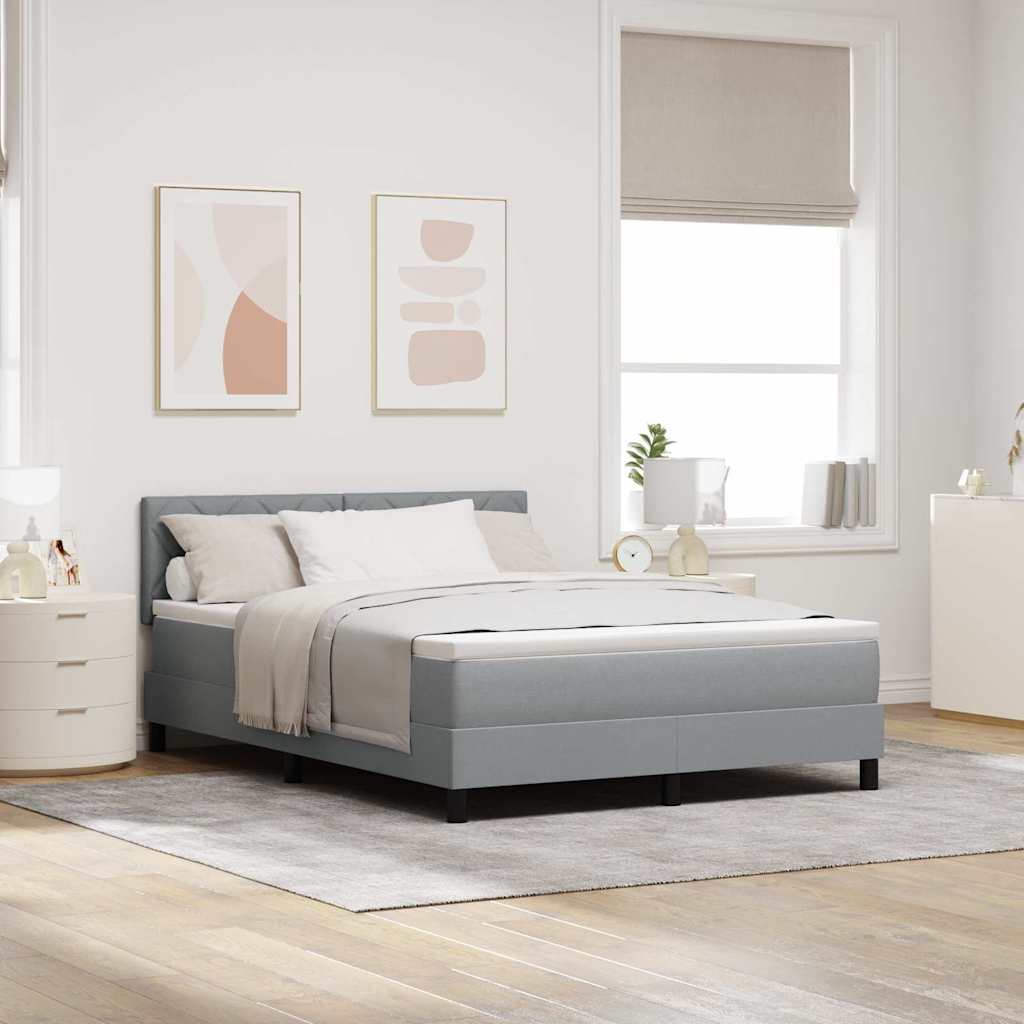 Lit à ressorts avec bandes LED Gris clair 140 x 190 cm tissu