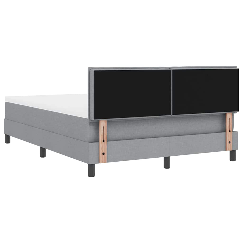 Lit à ressorts avec bandes LED Gris clair 140 x 190 cm tissu