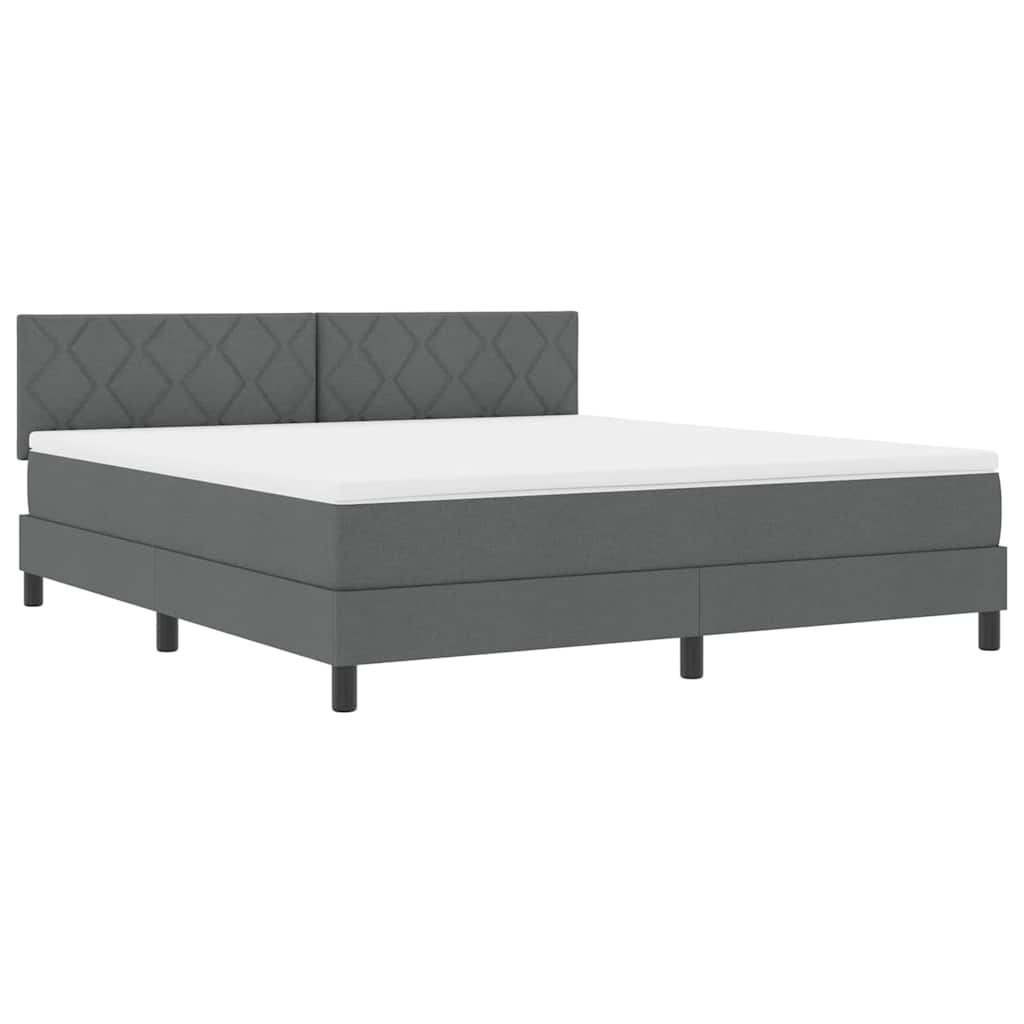 Lit à ressorts avec bandes LED Gris foncé 180 x 200 cm tissu