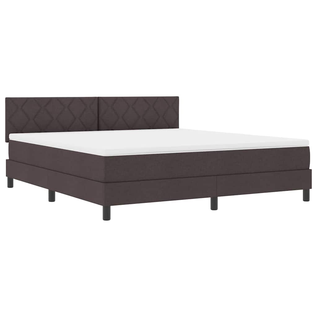 Lit à ressorts avec bandes LED Marron foncé 180 x 200 cm tissu