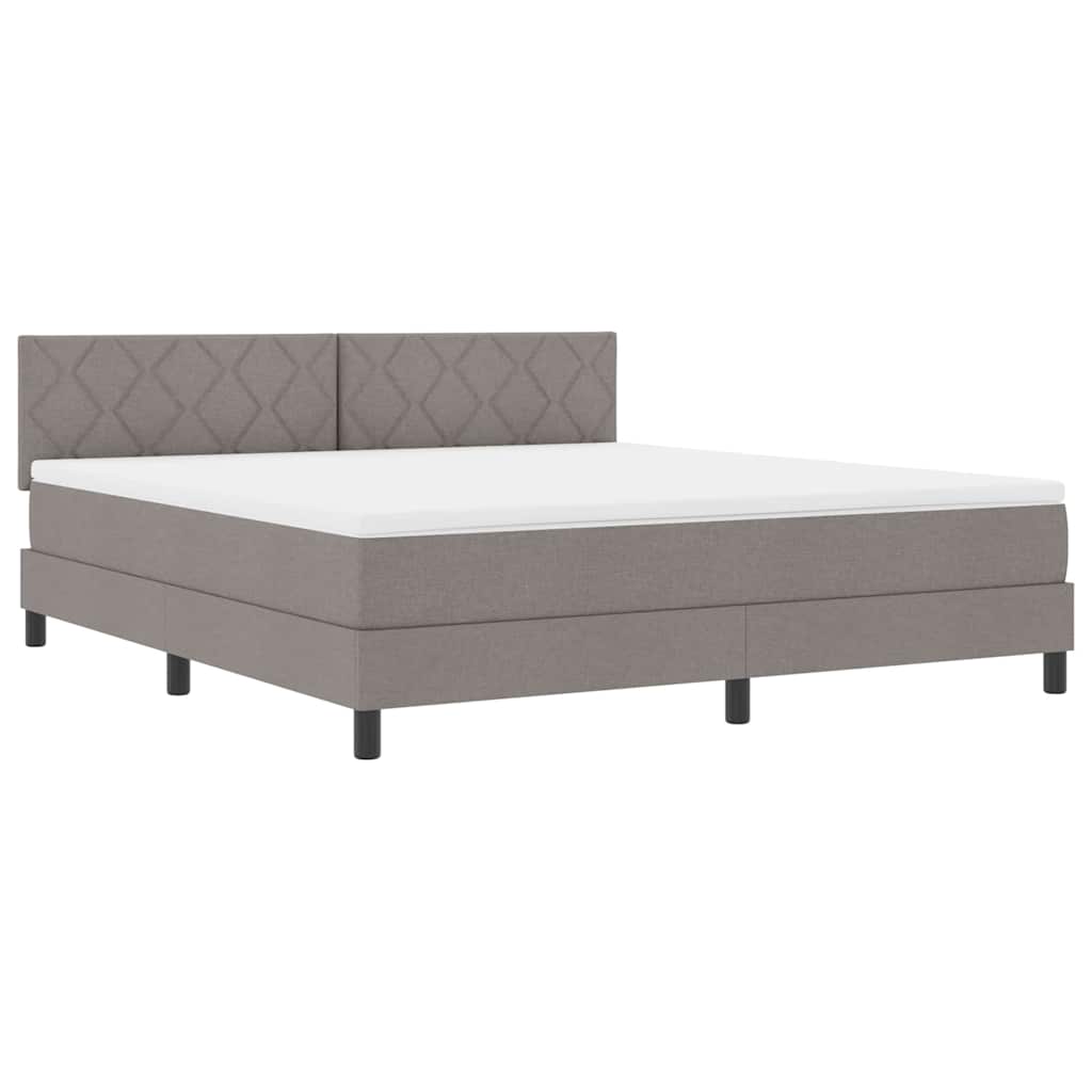Lit à ressorts avec bandes LED Taupe 180 x 200 cm tissu