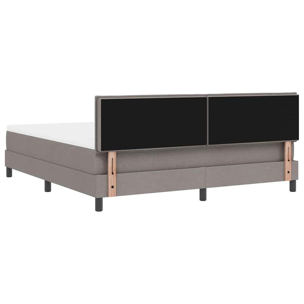 Lit à ressorts avec bandes LED Taupe 180 x 200 cm tissu