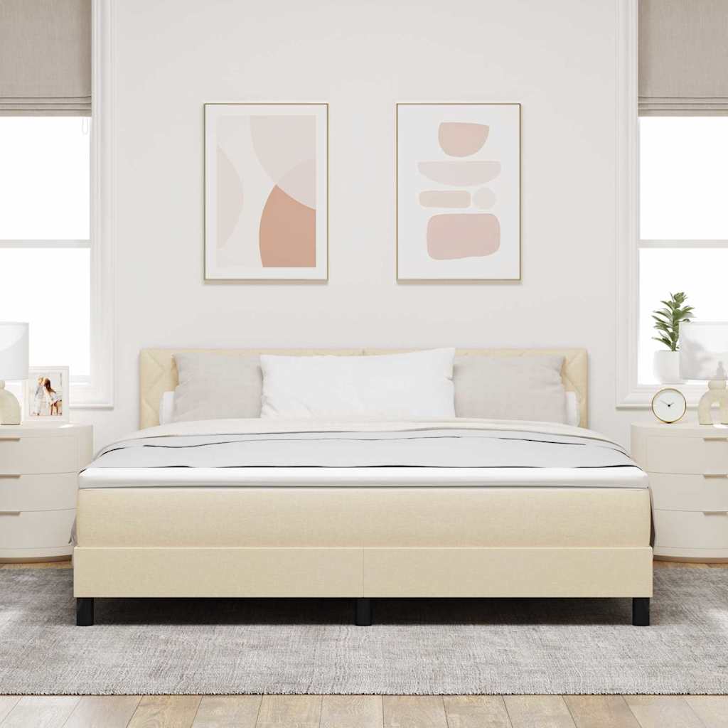 Lit à ressorts avec bandes LED Crème 180 x 200 cm tissu
