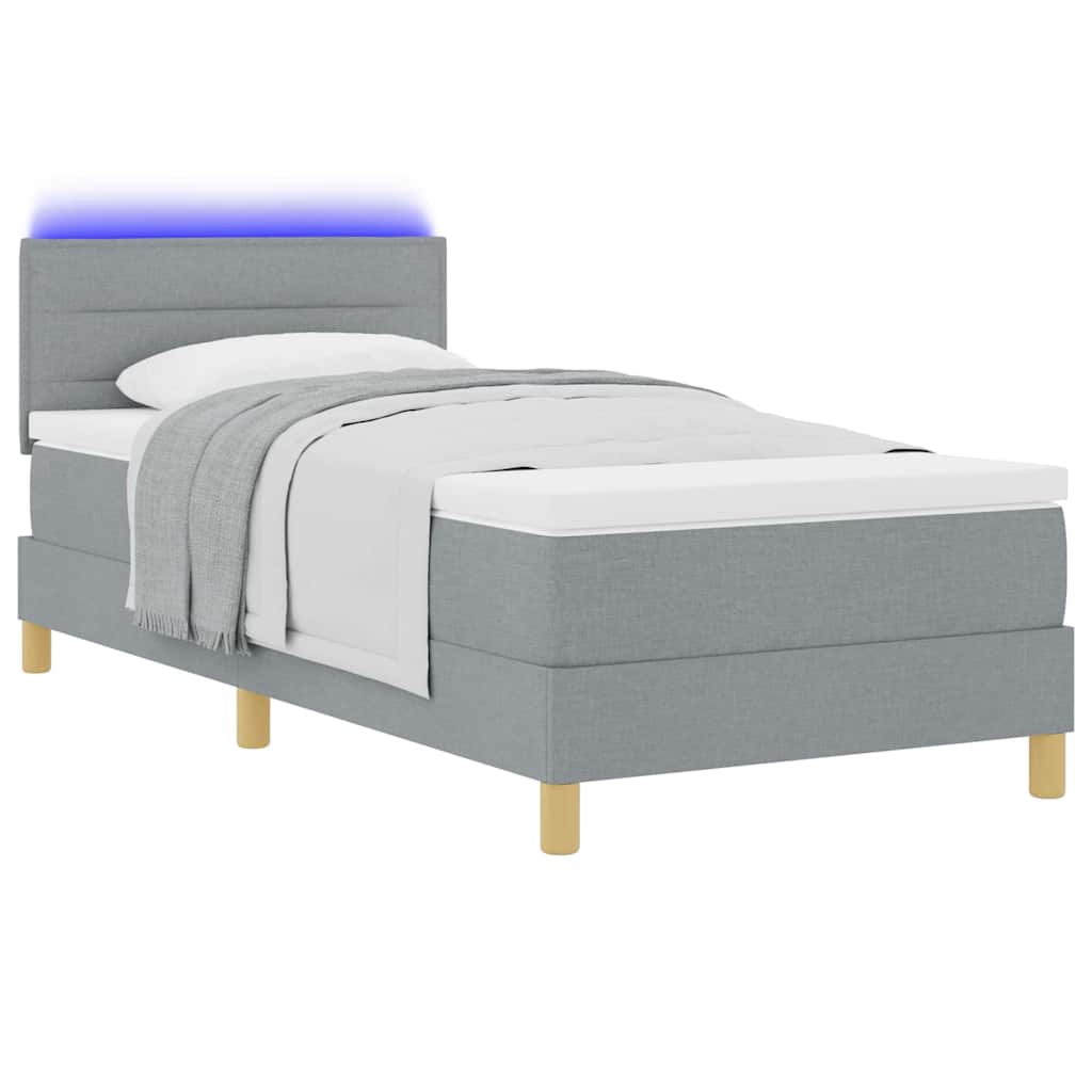 Lit à ressort LED avec bandes LED Gris clair 80 x 200 cm tissu - XIOS