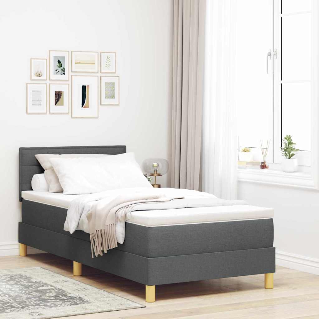 Lit à ressort LED avec coussin Gris foncé 80 x 200 cm tissu - XIOS