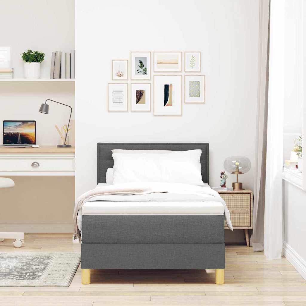 Lit à ressort LED avec coussin Gris foncé 80 x 200 cm tissu - XIOS