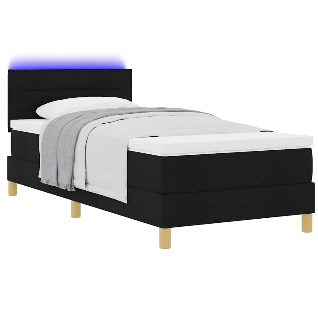 Lit à ressort LED avec bandes LED Noir 90 x 200 cm tissu - XIOS