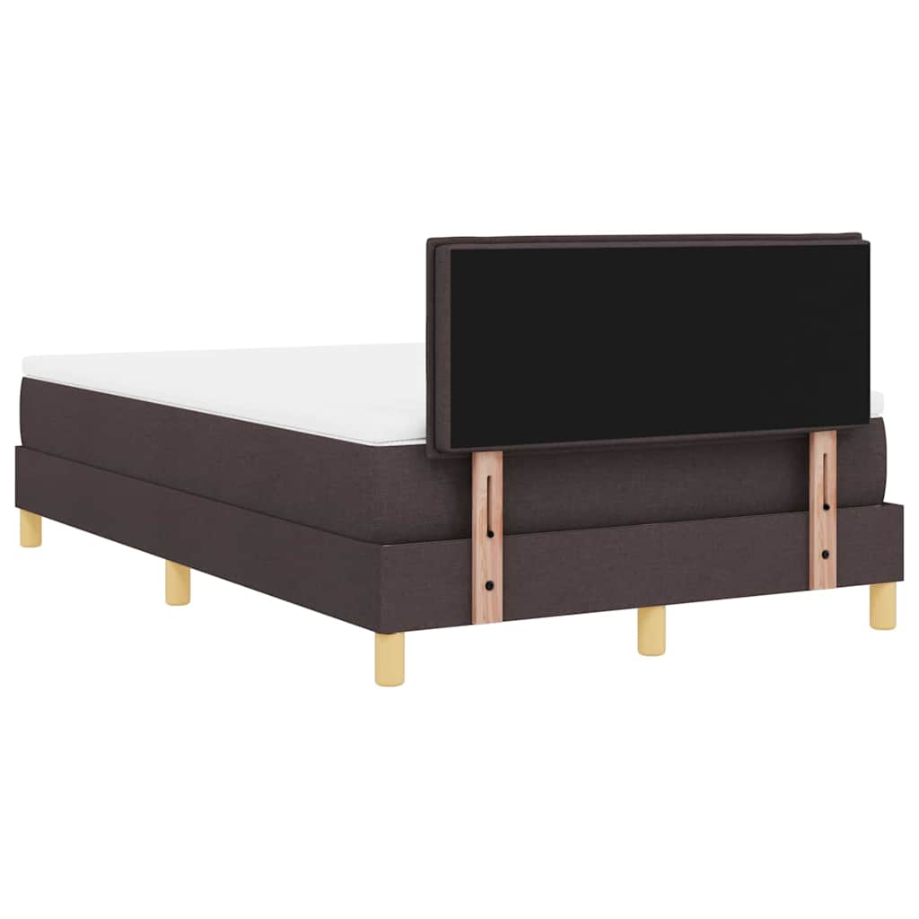 Lit à ressort LED Marron foncé 120 x 190 cm tissu