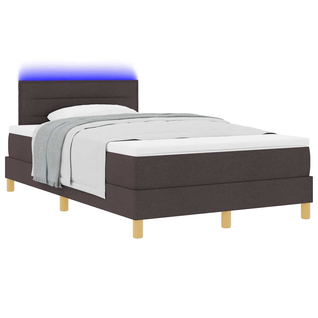 Lit à ressort LED Marron foncé 120 x 190 cm tissu