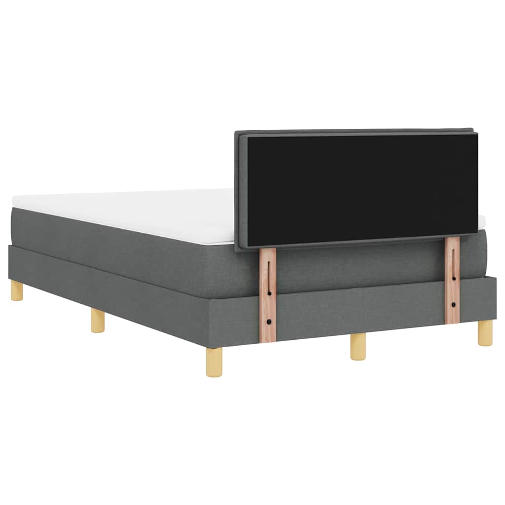 Lit à ressort LED avec bandes LED Gris foncé 120 x 200 cm tissu