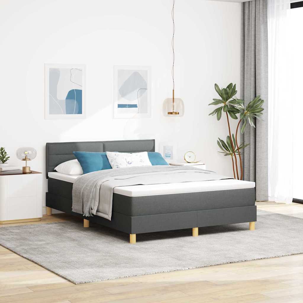 Lit à ressort LED avec bandes LED Gris foncé 140 x 190 cm tissu - XIOS