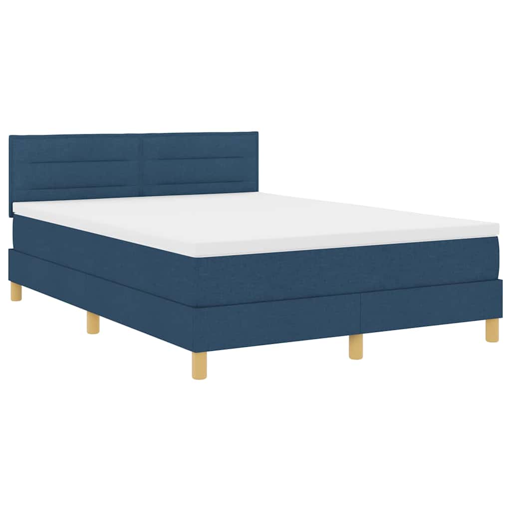 Lit à ressort LED avec matelas avec LED Bleu 140 x 200 cm tissu - XIOS