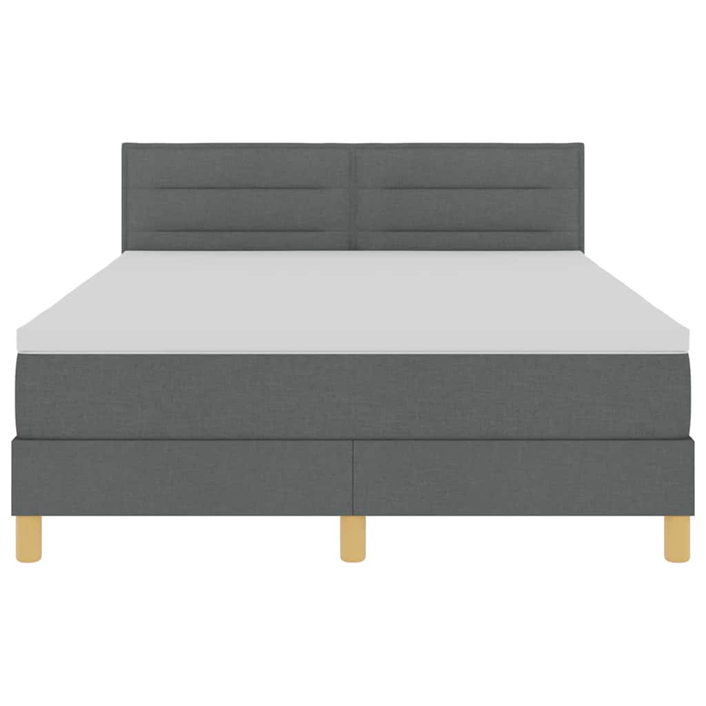 Lit à ressort LED avec bandes LED Gris foncé 160 x 200 cm tissu