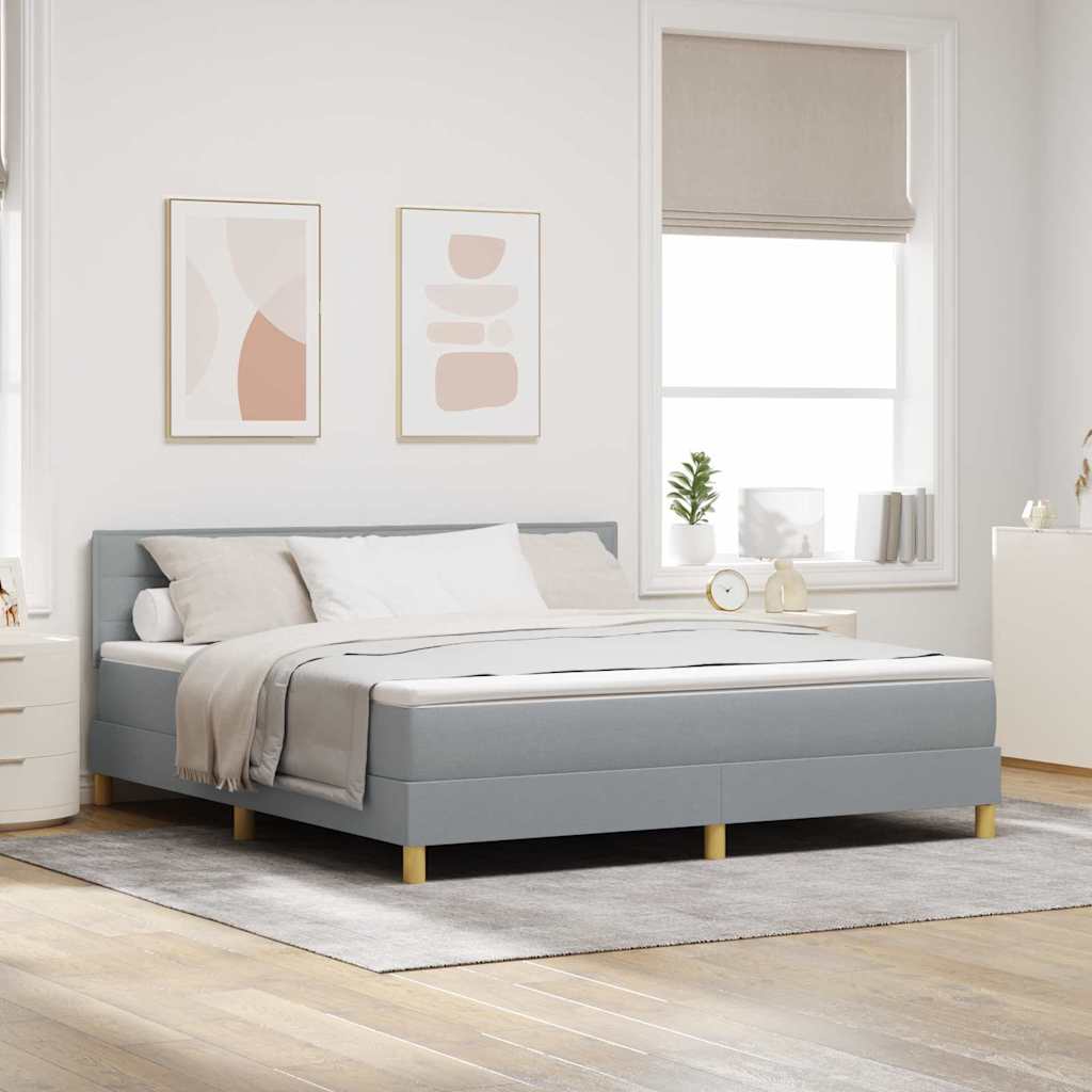 Lit à ressort LED avec coussin Gris clair 180 x 200 cm tissu