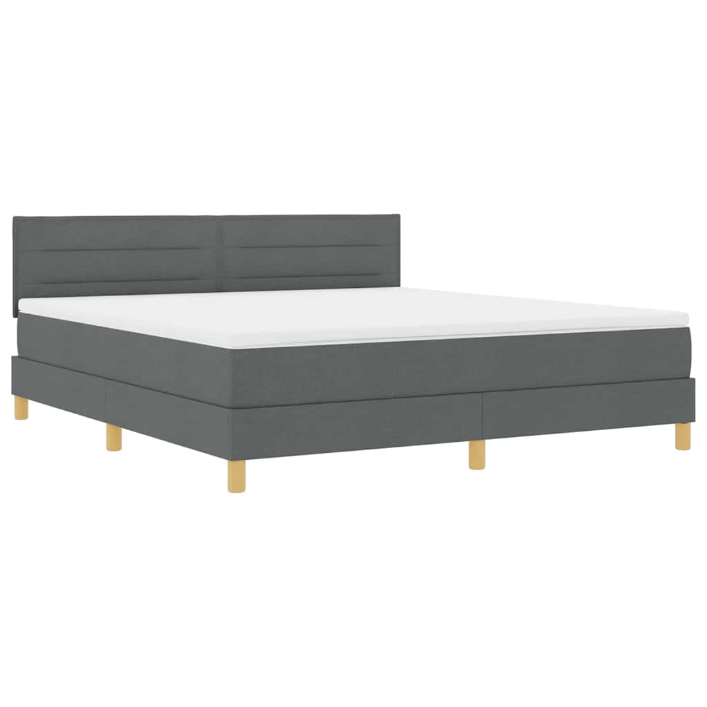 Lit à ressort LED avec matelas Gris foncé 180 x 200 cm tissu - XIOS