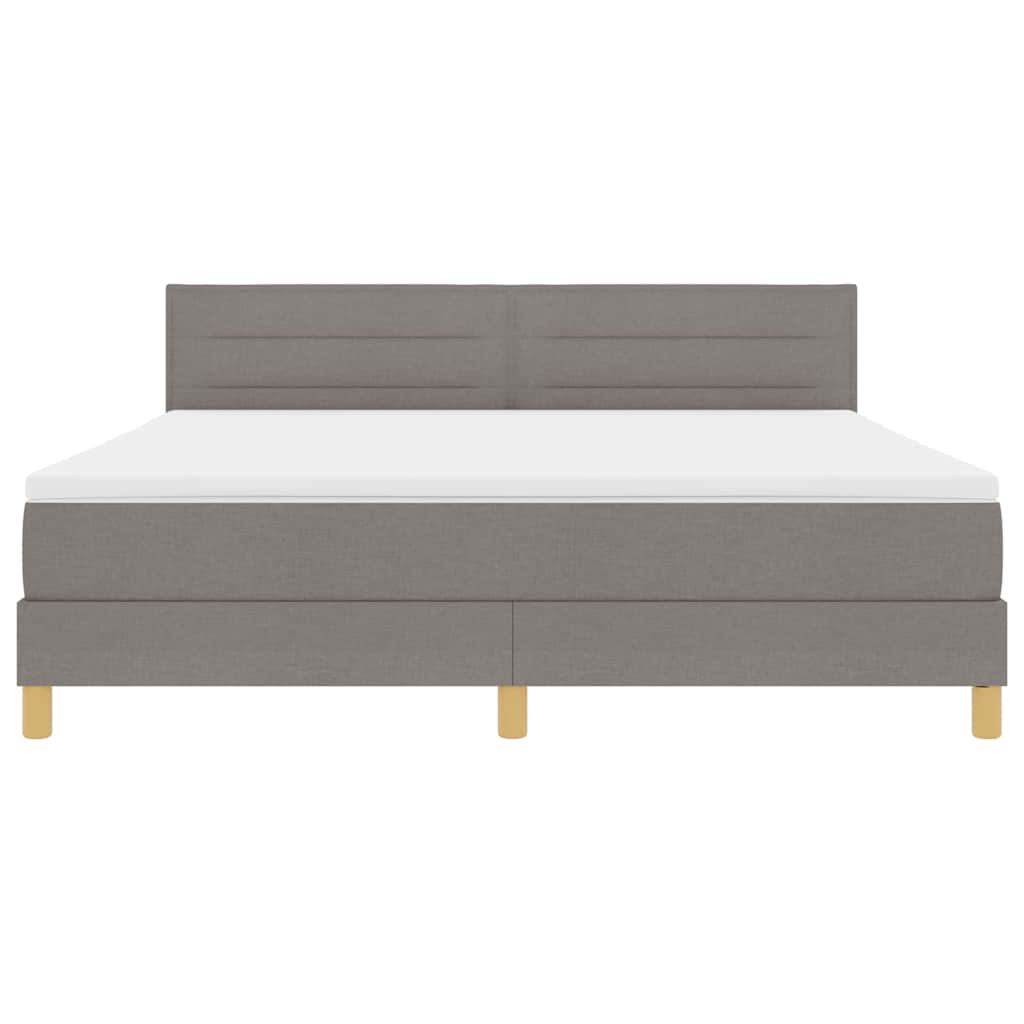 Lit à ressort LED avec tête de lit Taupe 180 x 200 cm tissu