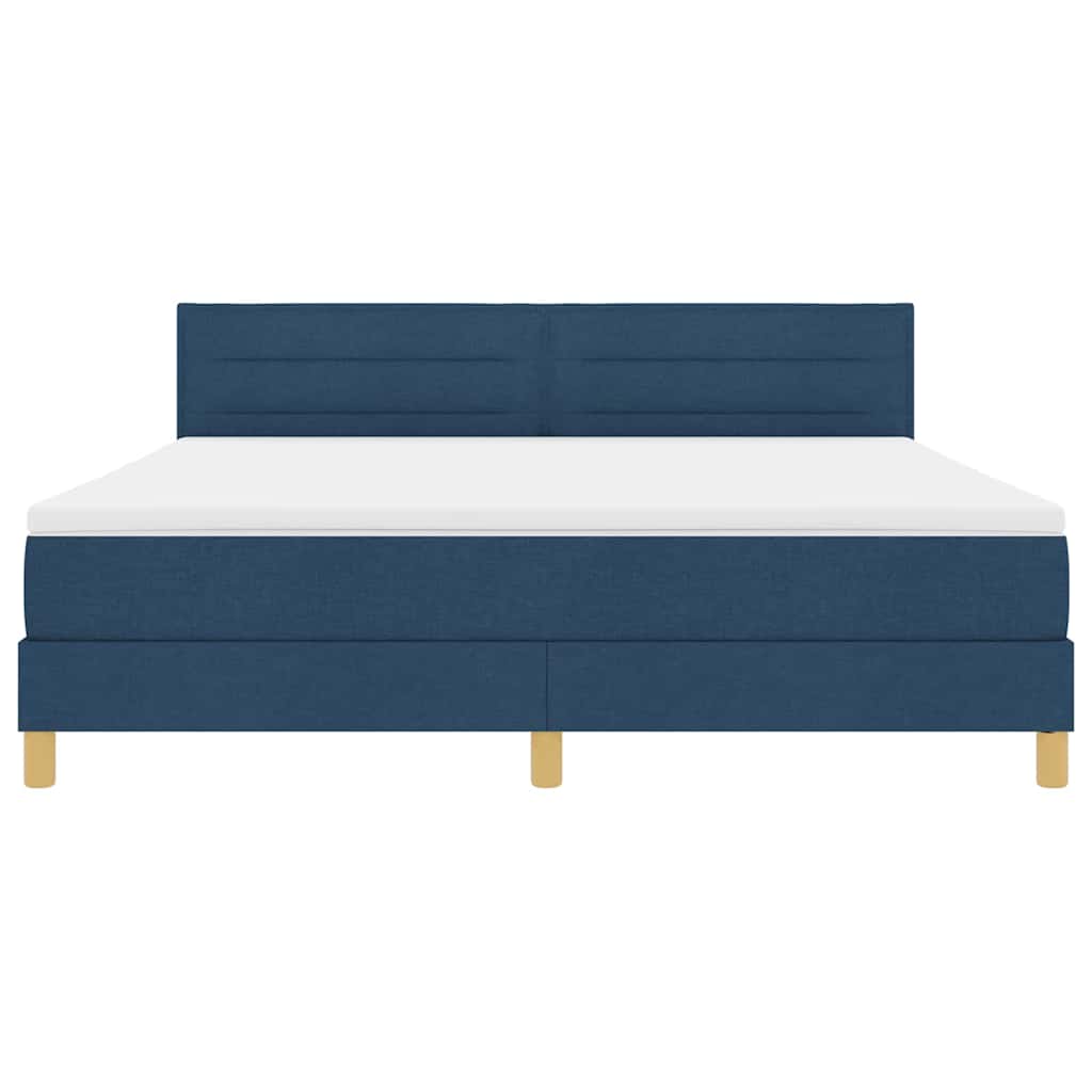 Lit à ressort LED avec bandes LED Bleu 180 x 200 cm tissu