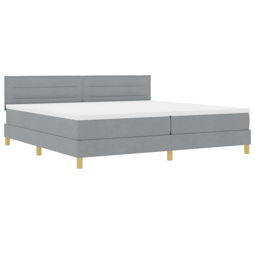 Lit à ressort LED avec bandes LED Gris clair 200 x 200 cm tissu - XIOS