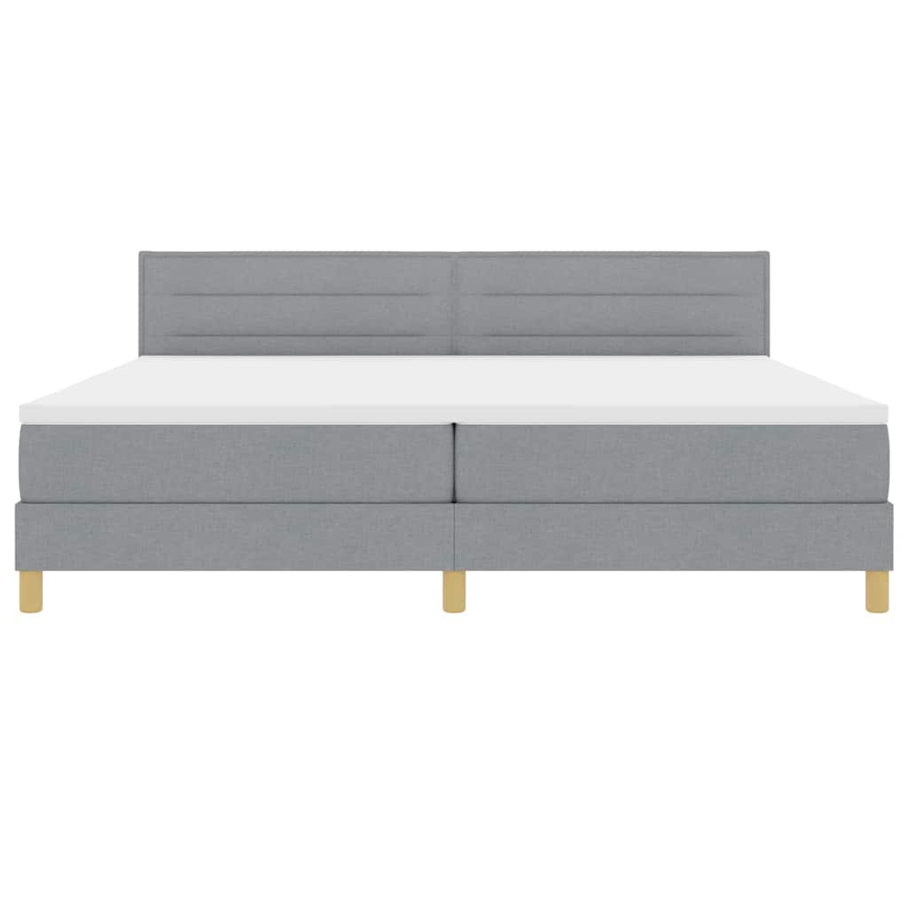 Lit à ressort LED avec matelas Gris clair 200 x 200 cm tissu - XIOS