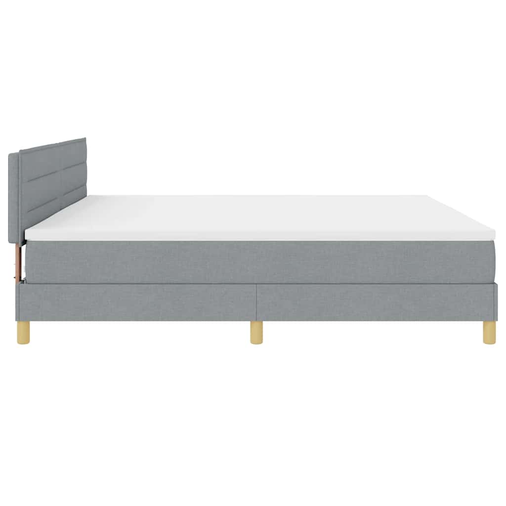 Lit à ressort LED avec bandes LED Gris clair 200 x 200 cm tissu - XIOS