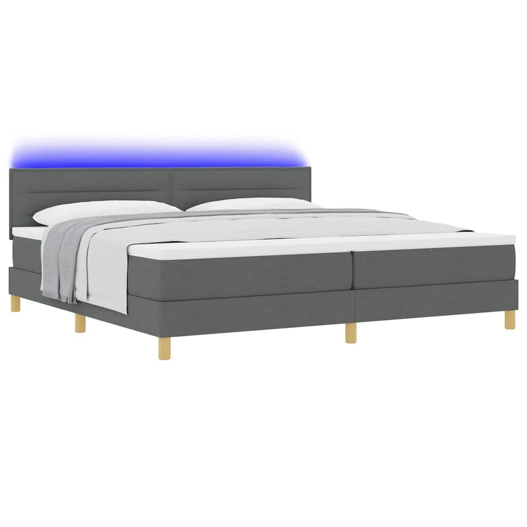 Lit à ressort LED avec bandes LED Gris foncé 200 x 200 cm tissu - XIOS