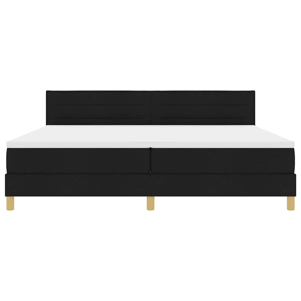 Lit à ressort LED avec bandes LED Noir 200 x 200 cm tissu