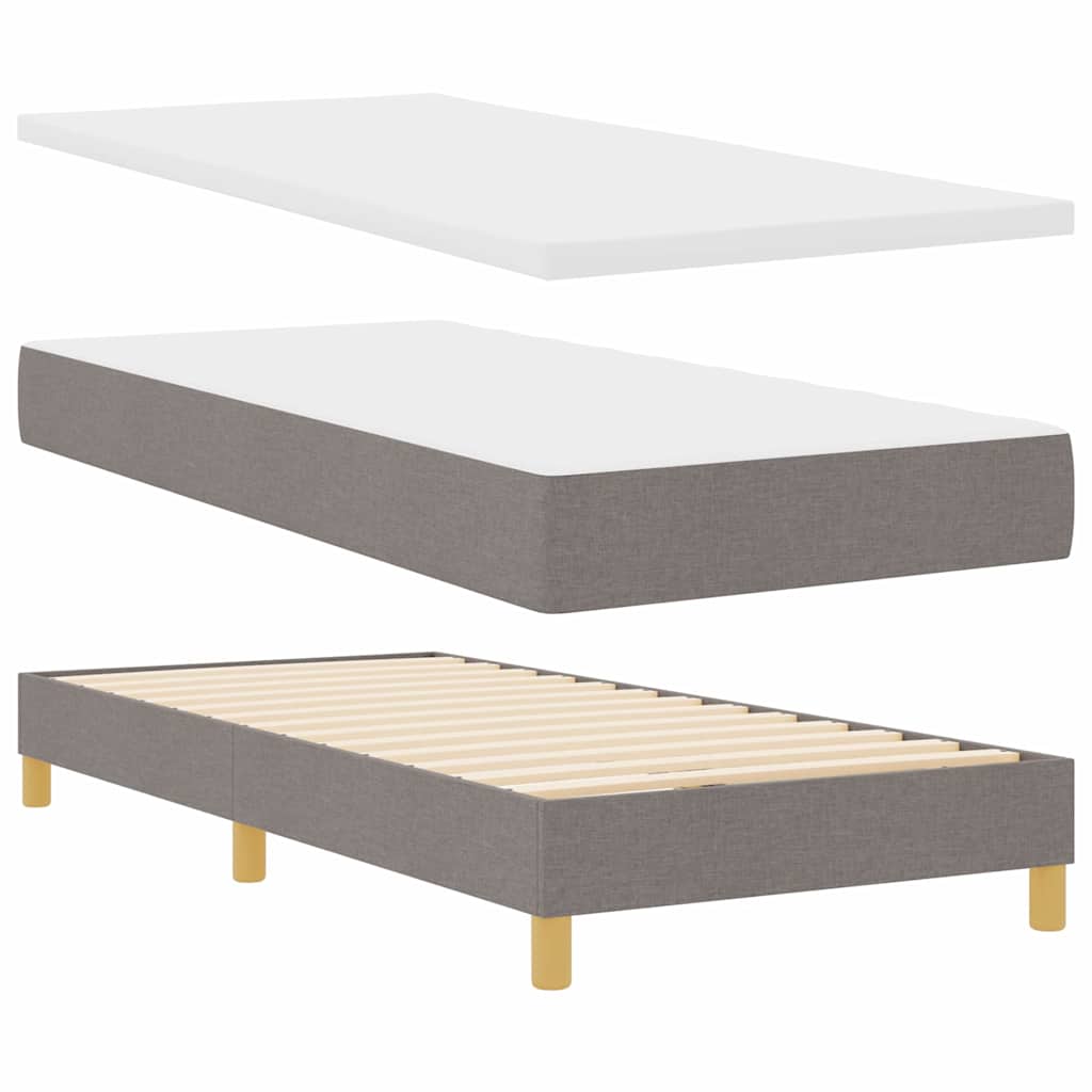 Lit à ressort LED avec tête de lit Taupe 90 x 190 cm tissu