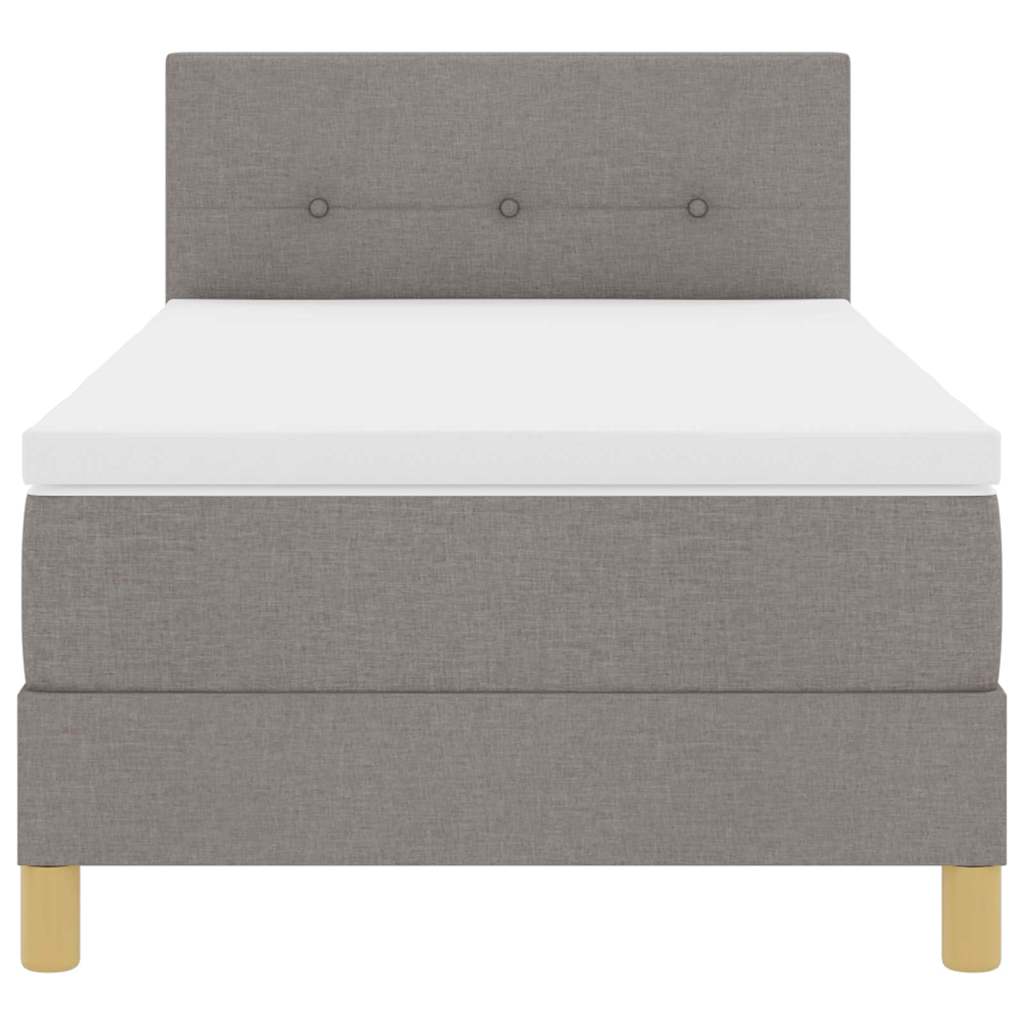 Lit à ressort LED avec tête de lit Taupe 90 x 190 cm tissu