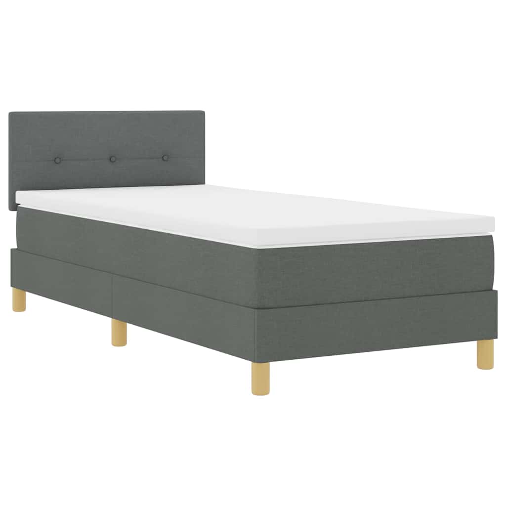 Lit à ressort LED avec coussin Gris foncé 100 x 200 cm tissu