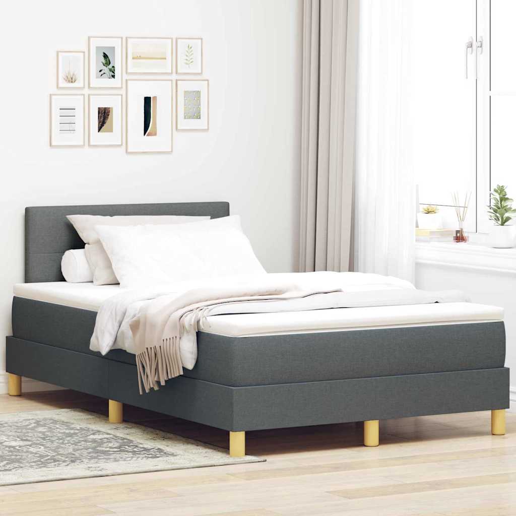 Lit à ressort LED avec bandes LED Gris foncé 120 x 190 cm tissu