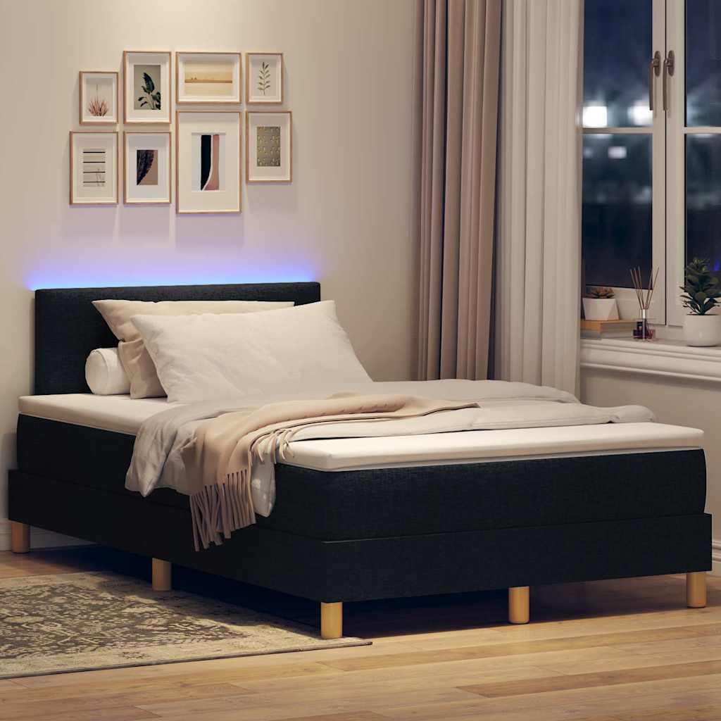Lit à ressort LED avec matelas Noir 120 x 190 cm tissu - XIOS