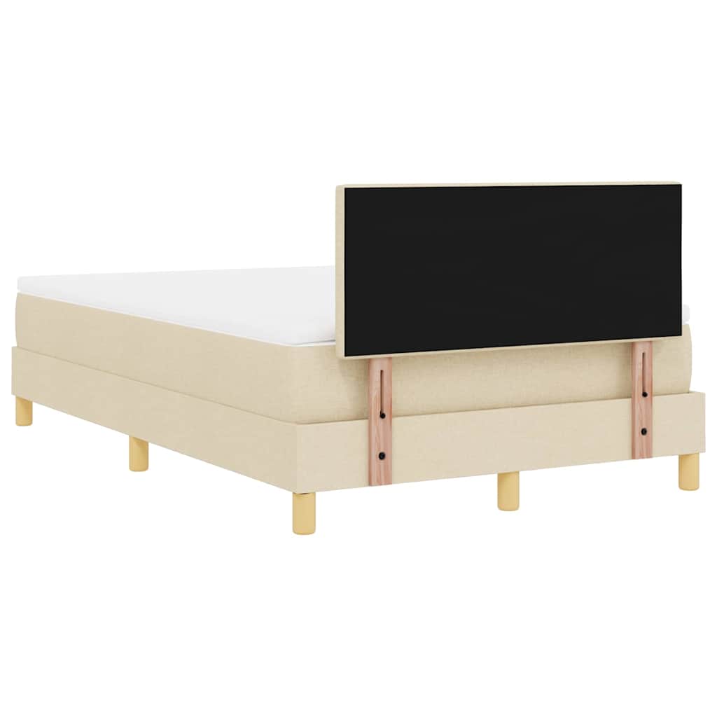 Lit à ressort LED avec bandes LED Crème 120 x 190 cm tissu
